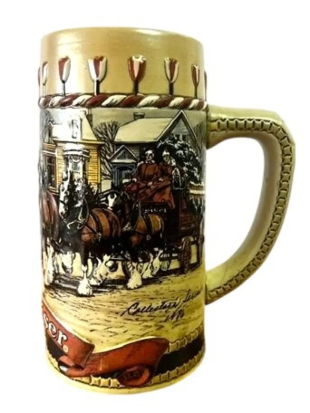 Vintage 1986 Budweiser Holiday Stein, part of the Collector 